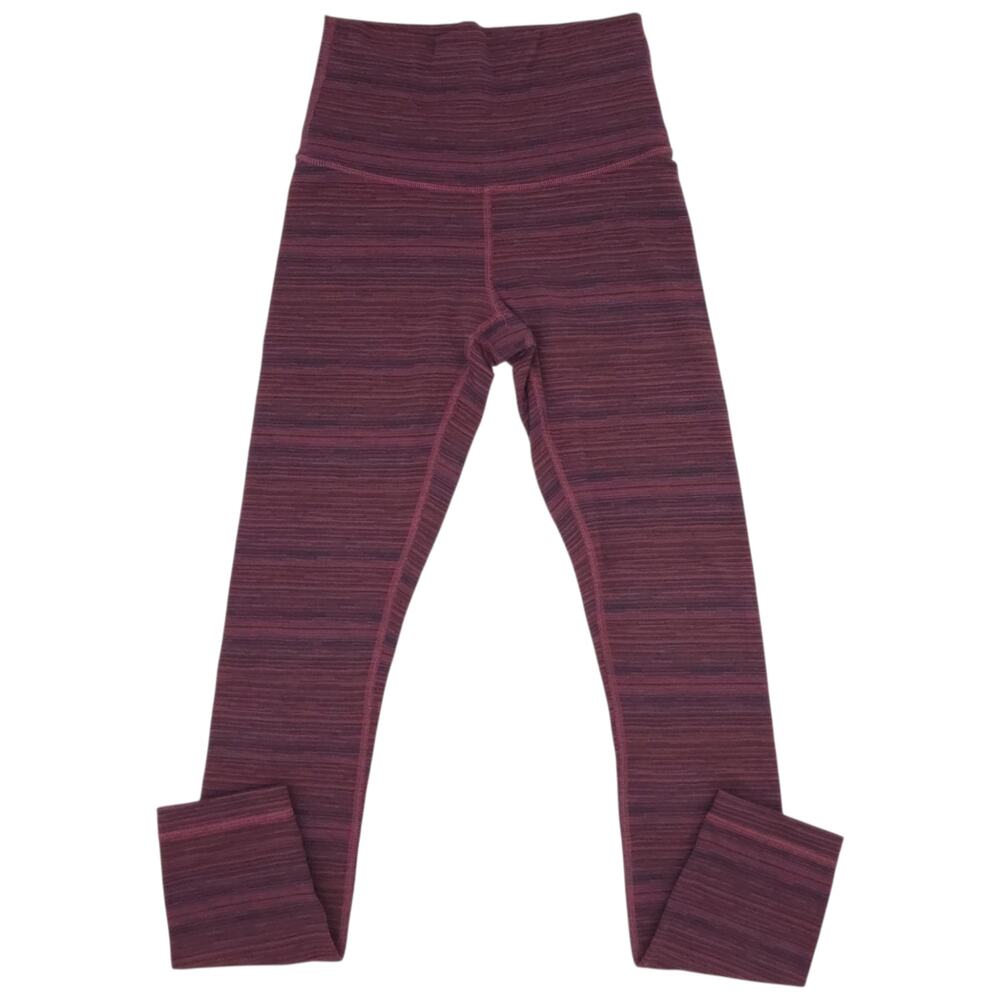 Lululemon Wunder Under Crop Leggings Womens 2 Purple Striped Stretch Yoga - Picture 2 of 12